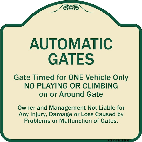 Designer Series-Automatic Gates Gate Timed For One Vehicle Only, 18" x 18", TG-1818-9995
